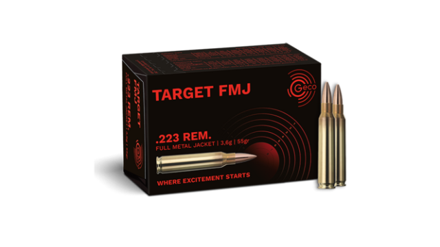 Нарезни патрони Geco Target FMJ - кал. 223 Rem., 3.6g/55gr